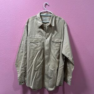 COVINGTON Men’s Plus Beige Cotton Button Down Shirt Size XXXLT